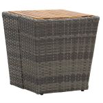 Masă de ceai gri 41,5x41,5x43 cm poliratan lemn masiv acacia GartenMobel Dekor