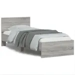 Cadru de pat cu tăblie și lumini LED, gri sonoma, 75x190 cm GartenMobel Dekor