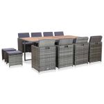 Set mobilier de exterior 13 piese antracit poliratan și acacia GartenMobel Dekor