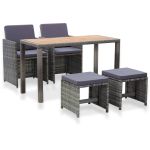 Set mobilier de exterior 5 piese antracit poliratan și acacia GartenMobel Dekor