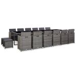 Set mobilier de exterior cu perne, 17 piese, gri, poliratan GartenMobel Dekor