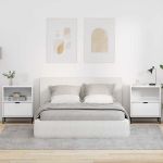 Mese de noptieră 2 pcs Alb foarte lucios 49 x 36 x 61 cm GartenMobel Dekor