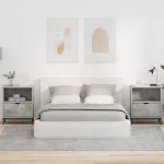 Mese de noptieră 2 pcs Gri beton 49 x 36 x 61 cm Lemn compozit GartenMobel Dekor