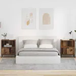 Mese de noptieră 2 pcs Lemn vechi 49 x 36 x 61 cm Lemn compozit GartenMobel Dekor
