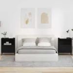 Mese de noptieră 2 pcs Negru 49 x 36 x 61 cm Lemn compozit GartenMobel Dekor