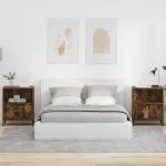 Mese de noptieră cu sertar 2 pcs Stejar afumat 49 x 36 x 61 cm GartenMobel Dekor
