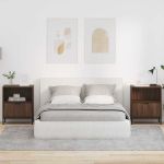 Mese de noptieră cu sertar 2 pcs Stejar brun 49 x 36 x 61 cm GartenMobel Dekor