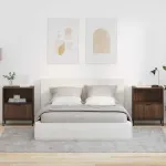 Mese de noptieră cu sertar 2 pcs Stejar brun 49 x 36 x 61 cm GartenMobel Dekor