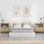 Mese de noptieră cu sertar 2 pcs Stejar sonoma 49 x 36 x 61 cm GartenMobel Dekor