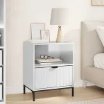 Noptieră Alb foarte lucios 49 x 36 x 61 cm Lemn compozit GartenMobel Dekor