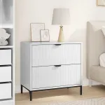 Noptieră Alb foarte lucios 63.5 x 36 x 61 cm Lemn compozit GartenMobel Dekor