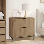 Noptieră stejar artizanal 63.5 x 36 x 61 cm Lemn compozit GartenMobel Dekor