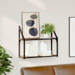 Raft de perete cu raft Lemn vechi 60 x 21 x 51 cm Lemn compozit GartenMobel Dekor