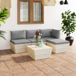 Set mobilier grădină din paleți cu perne, 5 piese, lemn molid GartenMobel Dekor