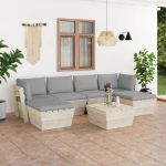 Set mobilier grădină din paleți cu perne, 7 piese, lemn molid GartenMobel Dekor