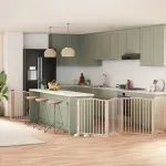 Poartă de câini pliabilă cu ușă, 6 panouri, 480 cm, lemn plop GartenMobel Dekor