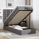 Cadru de pat otoman cu saltea gri 90x190cm piele artificială GartenMobel Dekor
