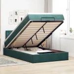 Pat otoman cu saltea și LED-uri, verde închis 120x190cm catifea GartenMobel Dekor