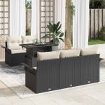 Set de canapele pentru grădină cu pernă 6 pcs Negru Rattan poli GartenMobel Dekor