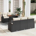 Set de canapele pentru grădină cu pernă 6 pcs negru și crem GartenMobel Dekor