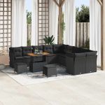 Set de canapele pentru grădină 13 pcs Negru poliratan GartenMobel Dekor
