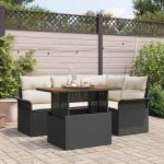 Set de canapele pentru grădină 5 pcs Negru Rattan poli GartenMobel Dekor