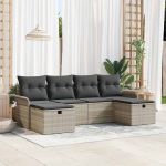 Set de canapele pentru grădină 6 pcs Gri deschis Rattan poli GartenMobel Dekor