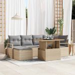 Set de canapele pentru grădină 7 pcs Bej Rattan poli GartenMobel Dekor