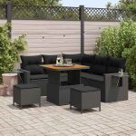 Set de canapele pentru grădină 8 pcs Negru poliratan GartenMobel Dekor