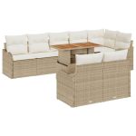 Set de canapele pentru grădină 9 pcs Bej Rattan poli GartenMobel Dekor