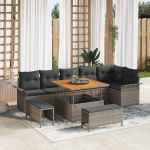 Set de canapele pentru grădină 9 pcs Gri poliratan GartenMobel Dekor