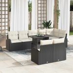Set de canapele pentru grădină 9 pcs Negru Rattan poli GartenMobel Dekor