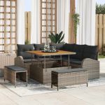 Set de canapele pentru grădină cu pernă 8 pcs Gri Rattan poli GartenMobel Dekor