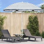 Parasol de Plajă albastru 263 x 263 x 272 cm Poliester și metal GartenMobel Dekor