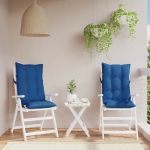 Perne scaun spătar înalt 2 buc albastru regal, țesătură Oxford GartenMobel Dekor