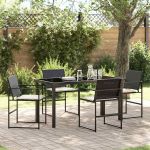 Set de masă pentru grădină 5 pcs Negru Rattan poli GartenMobel Dekor