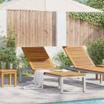 Șezlong 1-persoană Gri 200 x 55 x 35cm Lemn masiv de acacia GartenMobel Dekor