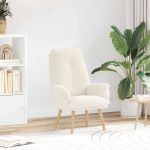 Fotoliu de relaxare Crem 69 x 74 x 93 cm țesătură GartenMobel Dekor