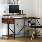 Birou cu sertar Stejar afumat 120 x 79 x 86.5 cm Lemn compozit GartenMobel Dekor