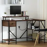 Birou cu sertar Stejar brun 120 x 79 x 86.5 cm Lemn compozit GartenMobel Dekor