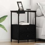 Cabinet de noptiere cu stație de încărcare 2 pcs Stejar negru GartenMobel Dekor