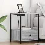 Cabinet de noptiere cu stație de încărcare 2 pcs sonoma gri GartenMobel Dekor