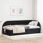 Cadru de pat colțar cu headboard Negru 90 x 200 cm Catifea GartenMobel Dekor