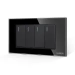 Intrerupator Cvadruplu Mecanic LUXION cu Rama din Sticla, Standard Italian, 4M SmartElectro IntelligentHouse