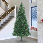 Brad de Crăciun artificial Verde 300 cm PVC și Metal și Plastic GartenMobel Dekor