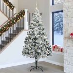 Brad de Crăciun cu lumini decorative cu coarde Alb 300 cm PVC GartenMobel Dekor