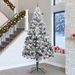 Brad de Crăciun cu lumini decorative cu coarde Alb 300 cm PVC GartenMobel Dekor