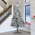 Brad de Crăciun cu lumini decorative cu coarde Alb 300 cm PVC GartenMobel Dekor