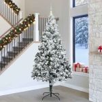 Brad de Crăciun cu lumini decorative cu coarde Alb 300 cm PVC GartenMobel Dekor