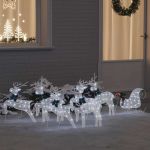Renii LED 7 pcs Alb țesătură GartenMobel Dekor